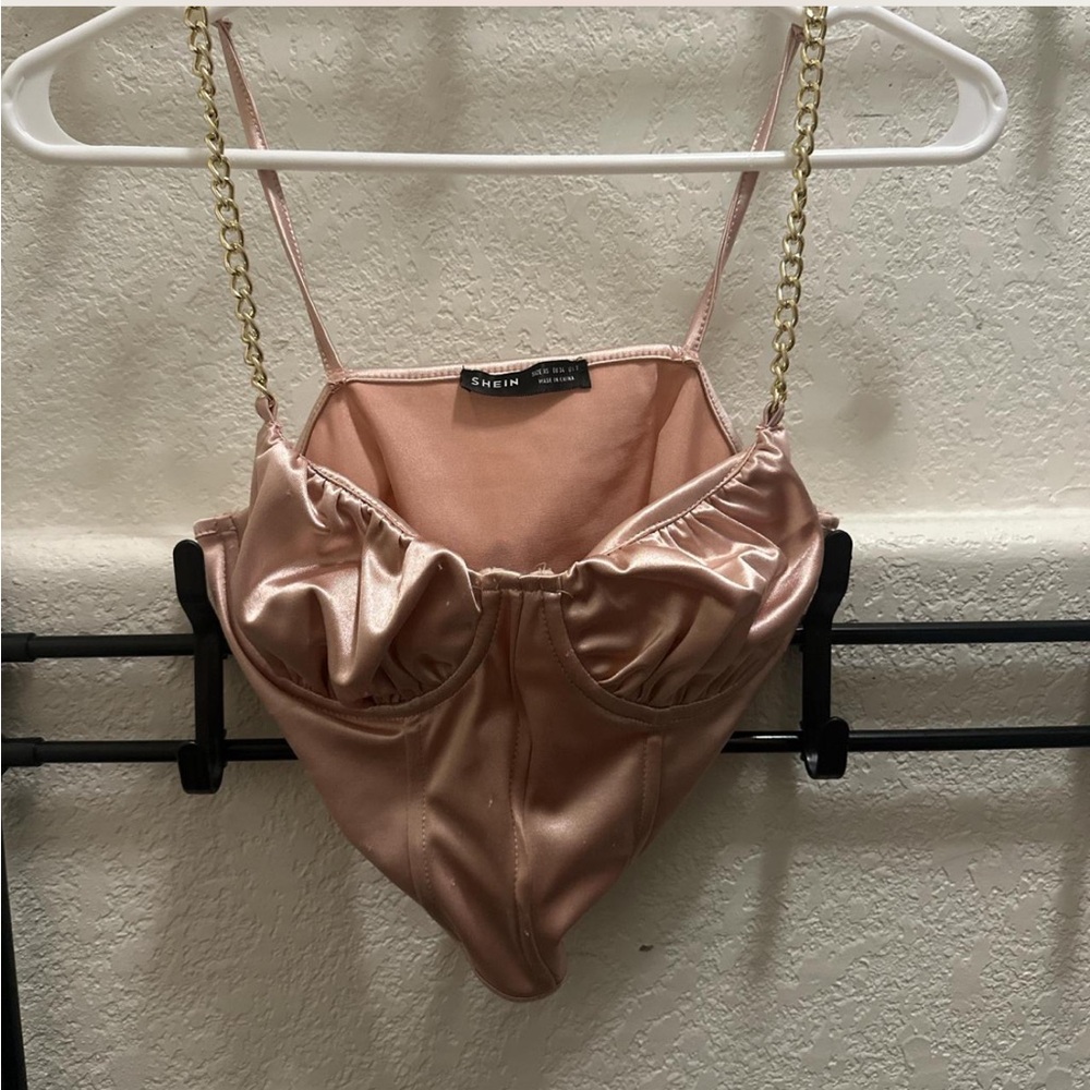 SHEIN Shiny Chain Link Corset Top